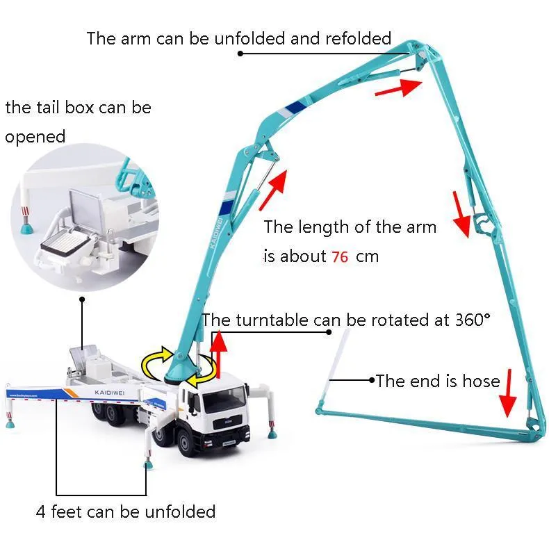 49898 diecast concrete pump truck boom